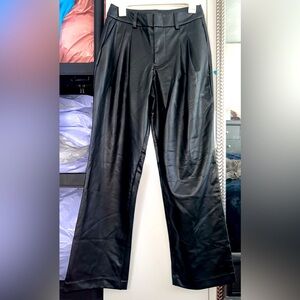 Calvin Klein Black Leather Look Trousers